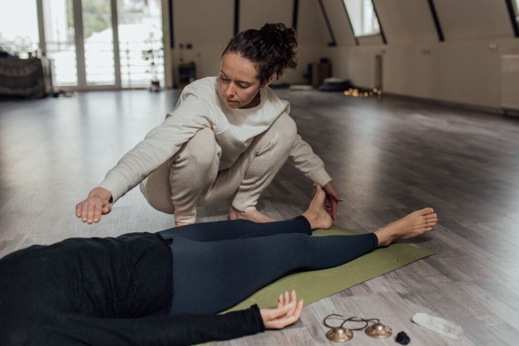 Supportive wellness therapy session in calm, peaceful setting